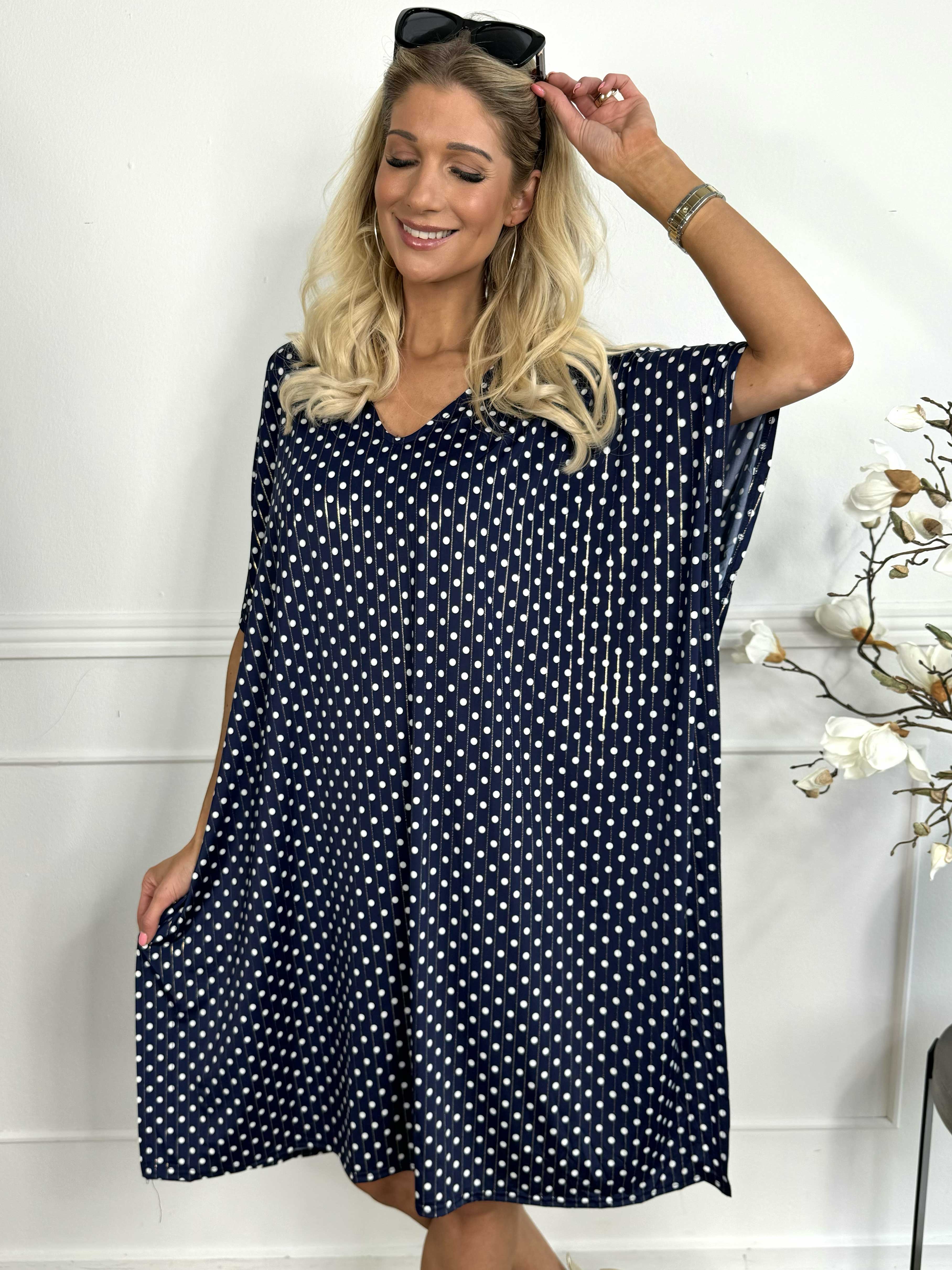 Azmina Dot - Elastisk tunikakjole i loose fit